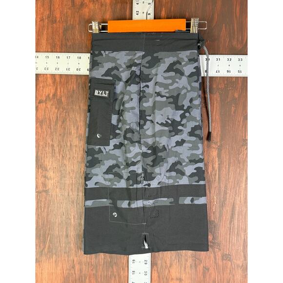 BYLT Premium Basics Coastal Boardshort Swim Trunks Shorts Camo Gray Black Men XL - Picture 1 of 11